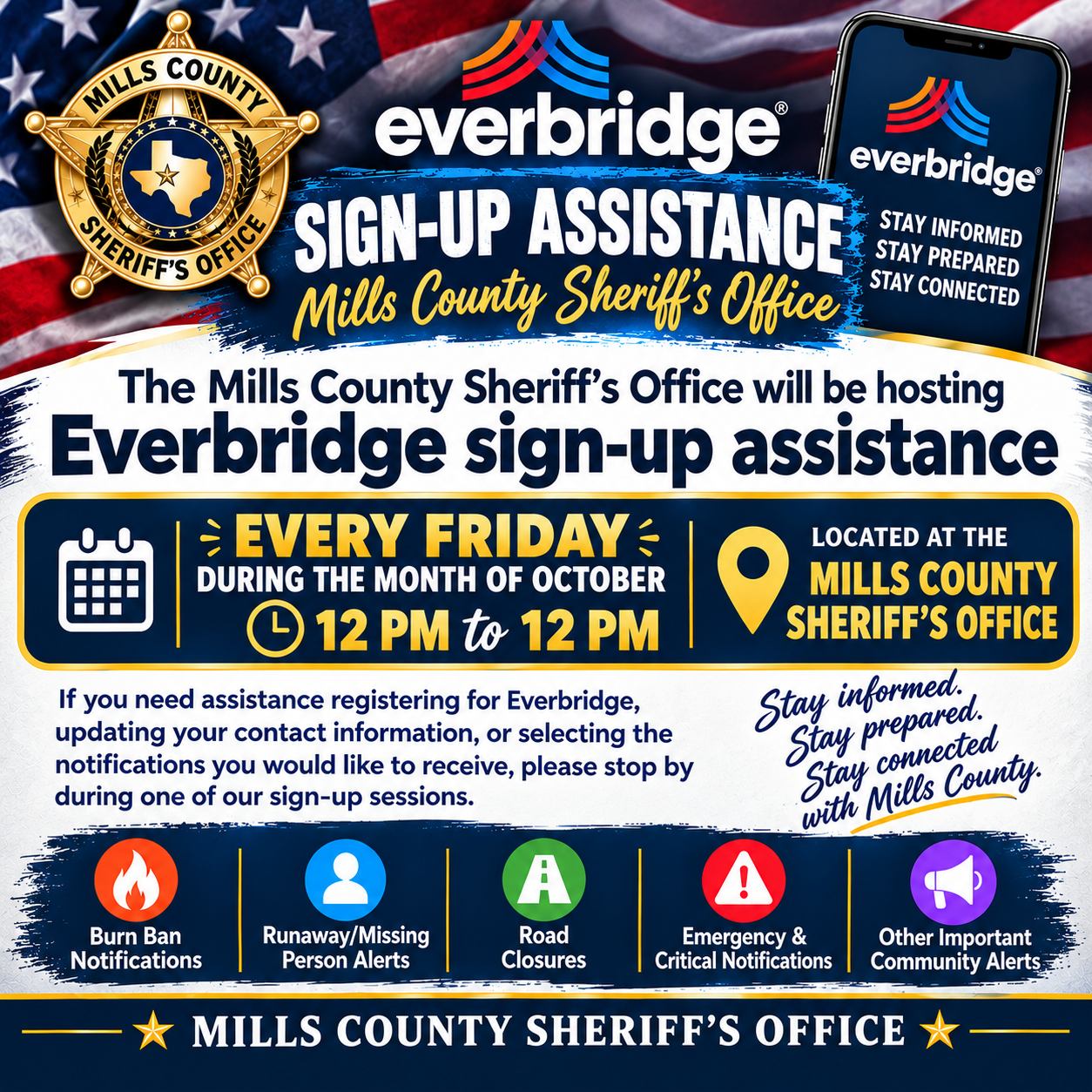 Mills County Sheriff's Office Everbridge Sign-Up Assistance